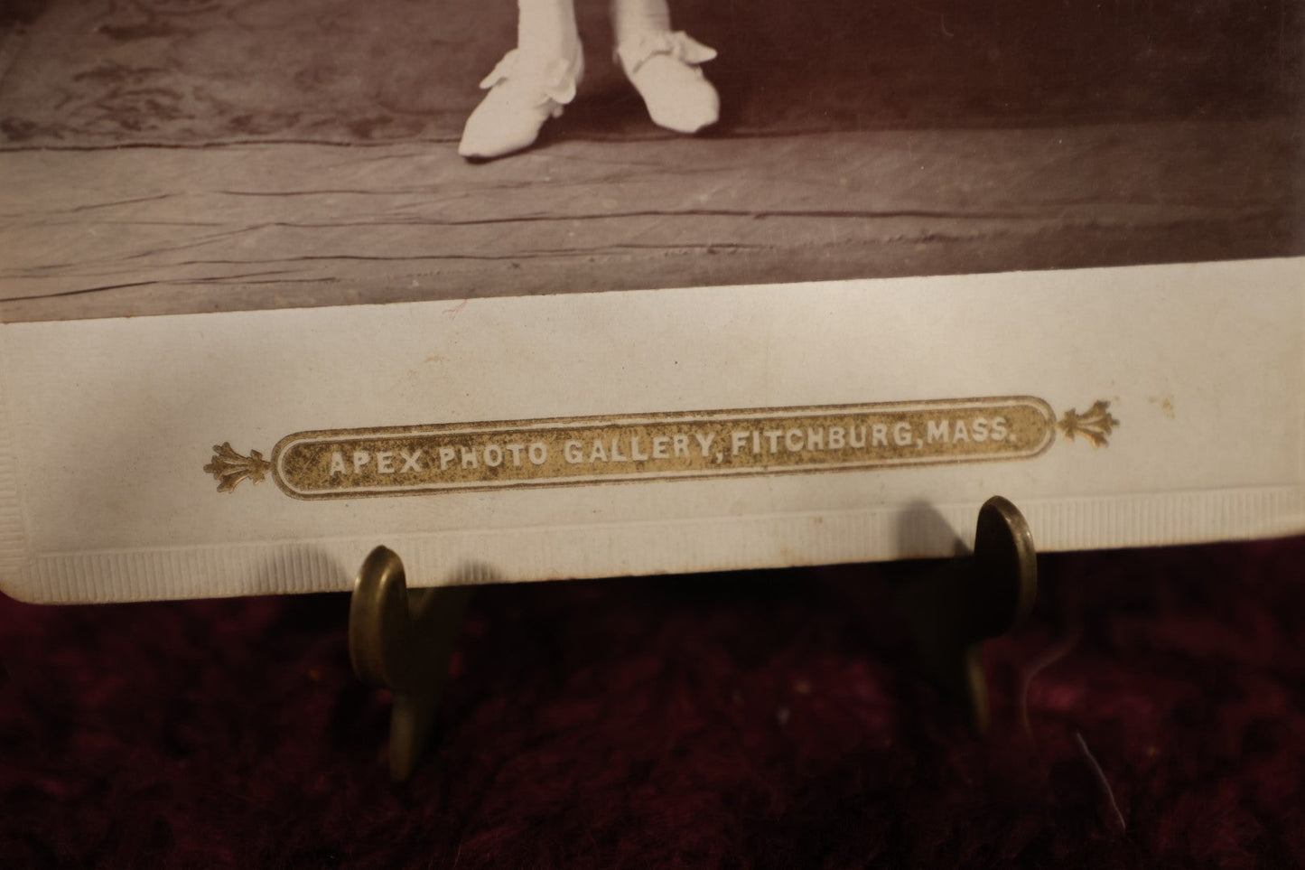 Lot 178 - Single Photo - Overexposed Cabinet Card of Young Girl On First Communion, Dressed In White, Apex Photo Gallery, Fitchburg, Massachusetts