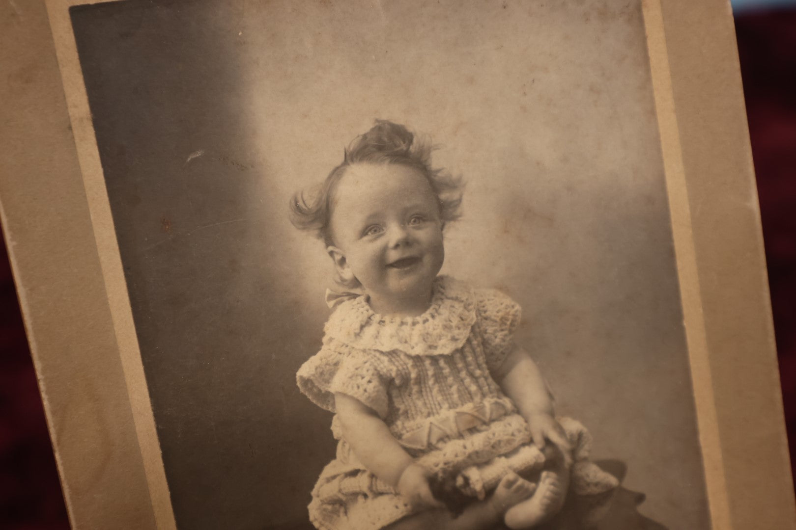 Lot 180 - Single Photo - Boarded Photo of The World's Happiest Baby, Osgood Studio, Berlin, N.H.