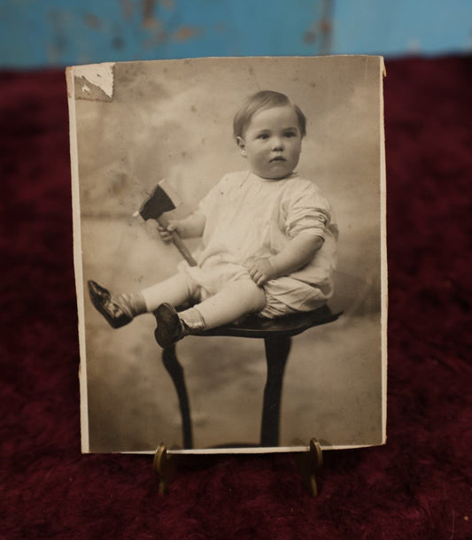 Lot 183 - Single Photo - Trimmed Photo of Boy Holding A Hatchet