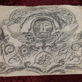 Lot 018 - Vintage Grave Rubbing of An 18th Century New England Grave of Mrs Rhoda Hawkes, Died March 5, 1791, Vermont On Paper, Unframed, Floral Designs, Winged Face, Skull, Note Wear, Folds, Losses