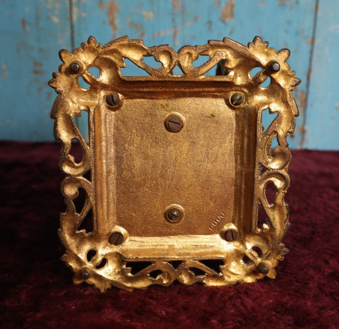 Lot 022 - Antique Gold Toned Metal Rococo Intricate Scrollwork Ornate Letter Holder With Two Sections, Handle, Bottom Marked 6600