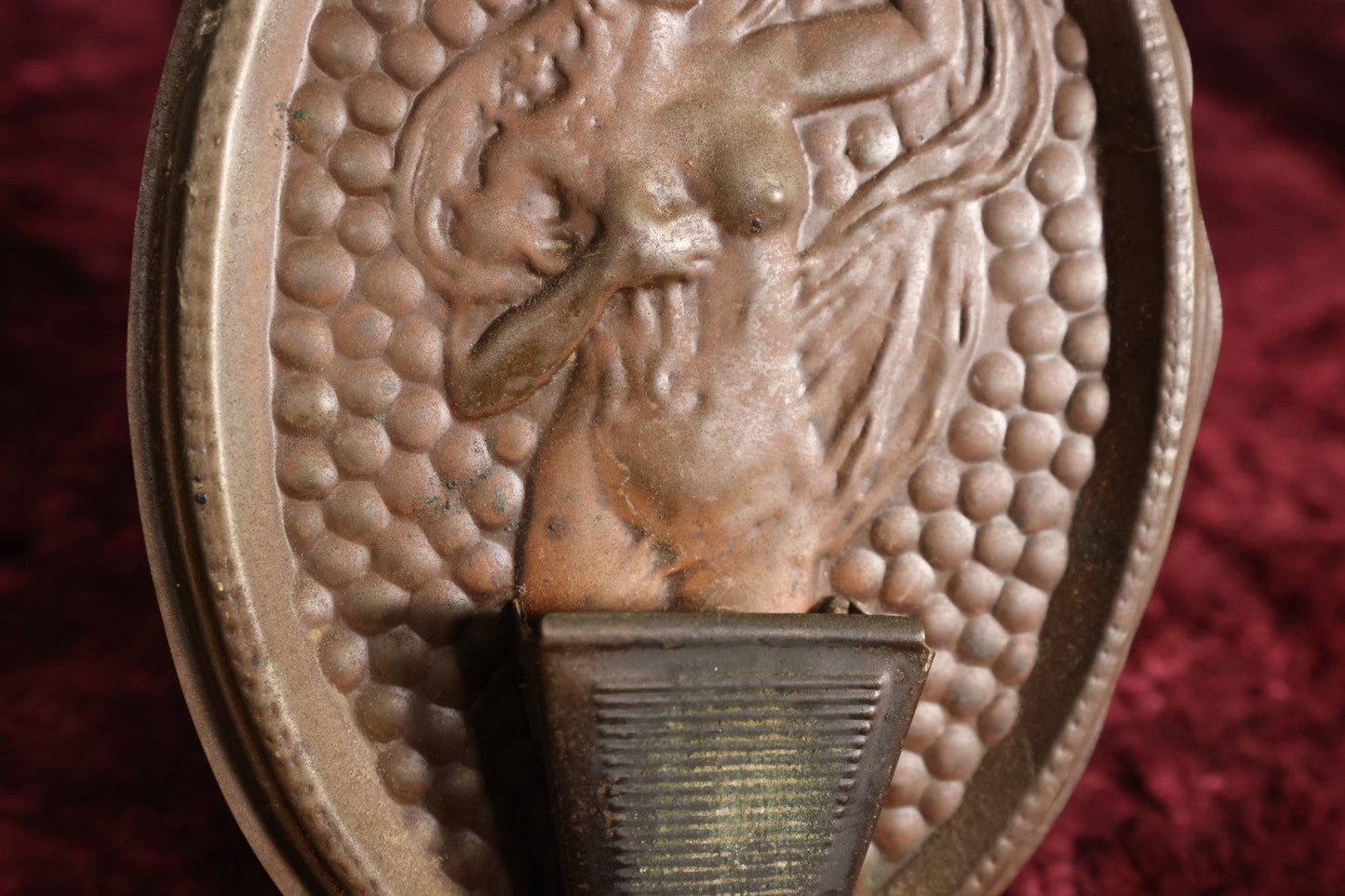 Lot 025 - Antique Tin Nude Woman Wall Hanging Match Strike, Match Safe, Textured Tin