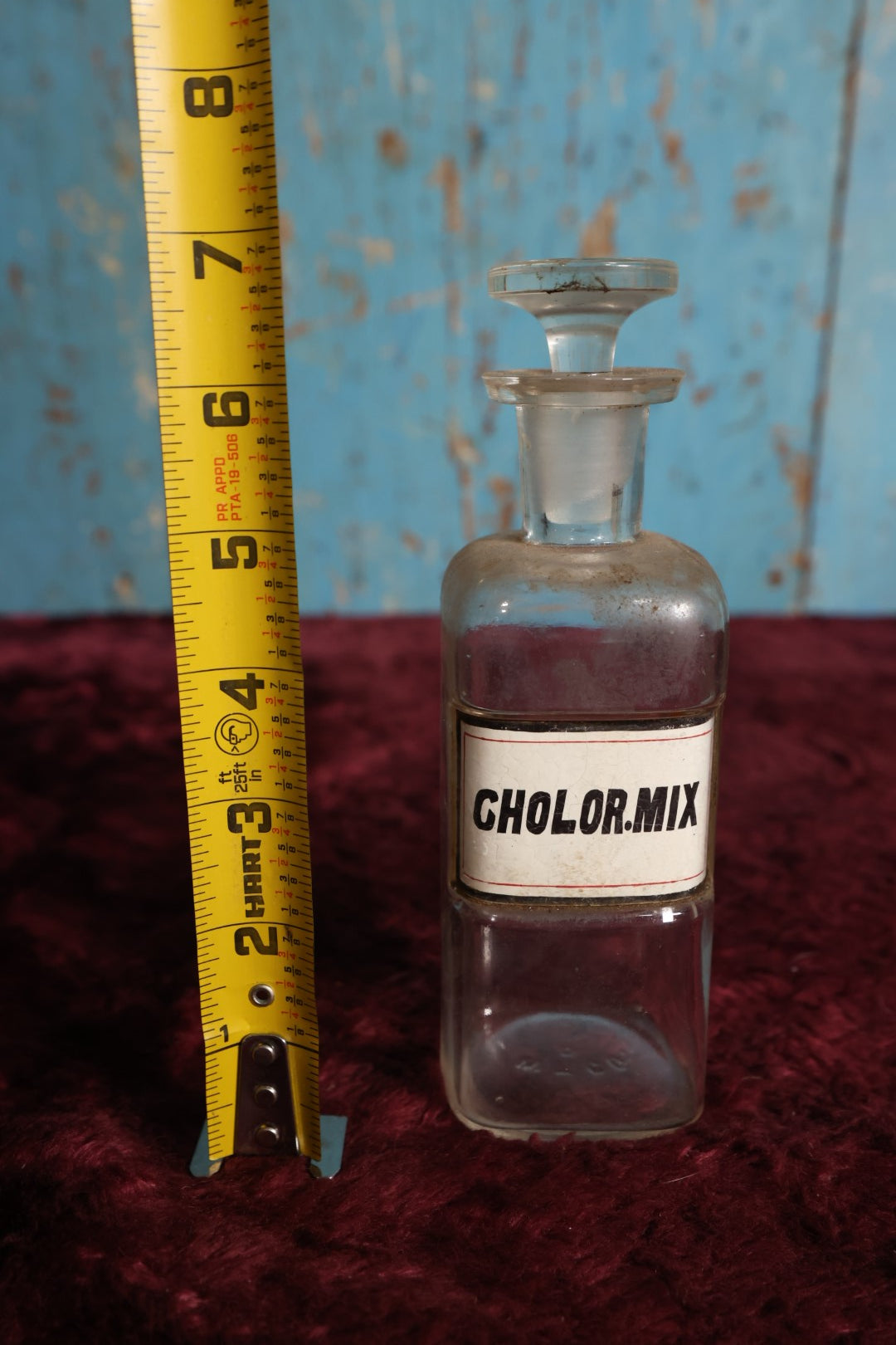 Lot 037 - Antique Chloral Mixture Apothecary Bottle With Glass Label, Stopper, Approximately 6.75", Sedative / Hypnotic Mixture