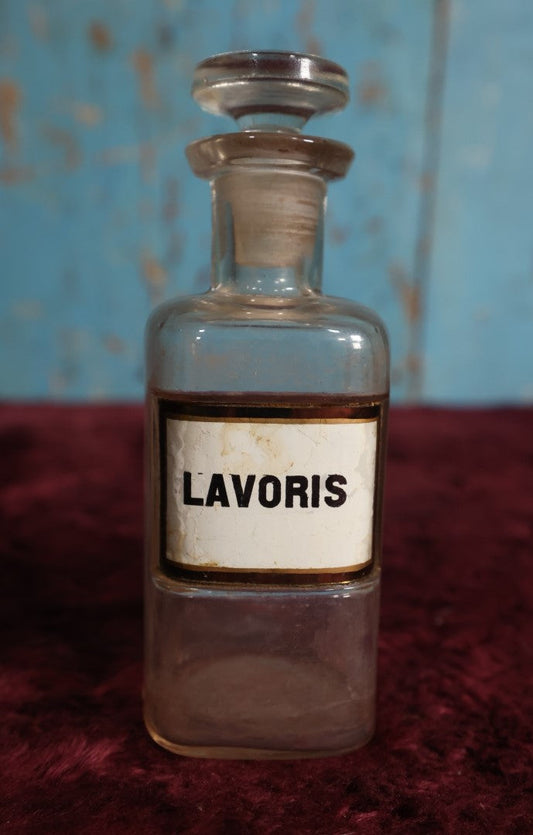 Lot 042 - Antique Lavoris Apothecary Bottle With Glass Label, Stopper, Approximately 5.", Antiseptic / Mouthwash