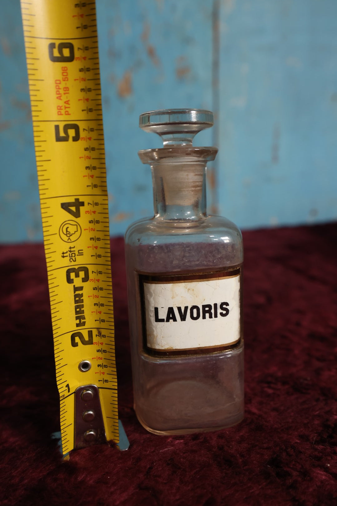 Lot 042 - Antique Lavoris Apothecary Bottle With Glass Label, Stopper, Approximately 5.", Antiseptic / Mouthwash