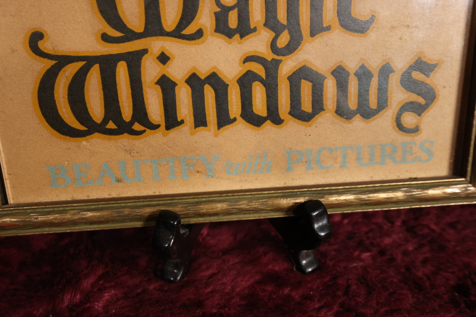 Lot 043 - Antique "Pictures Are Magic Windows, Beautify With Pictures" Early Photo Studio / Store Advertisement In Frame