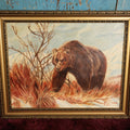 Lot 045 - Vintage Oil On Canvas Painting of A Grizzly Bear, Dated 1984, Artist Signed, Losses To Paint On Signature