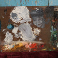 Lot 047 - Vintage Artist Used Wooden Paint Pallette, Large Gobs of Paint On One Side, Found Art