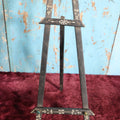 Lot 051 - Antique Delicate Wooden Easel With Black Paint, White Engraved Design, Kickstand - Approximately 13" (Larger of Two)