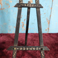 Lot 052 - Antique Delicate Wooden Easel With Black Paint, White Engraved Design, Kickstand - Approximately 10" (Smaller of Two)