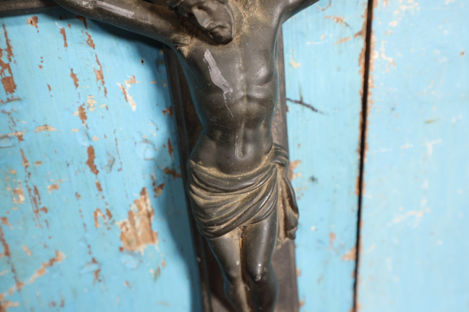 Lot 056 - Antique Funeral Casket Crucifix, Very Large 14" Size, Manufactured By S&Co, Likely Simmons And Company, No. 98, Note Cracking Wear