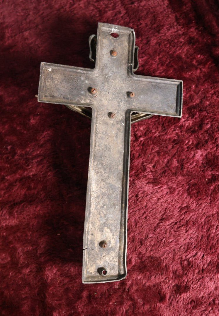 Lot 056 - Antique Funeral Casket Crucifix, Very Large 14" Size, Manufactured By S&Co, Likely Simmons And Company, No. 98, Note Cracking Wear