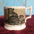Lot 058 - Antique Pet Motif Mug With Playful Kittens, Puppies - Note Severe Damage And Repairs, Cracks Throughout, For Decorative Use Only