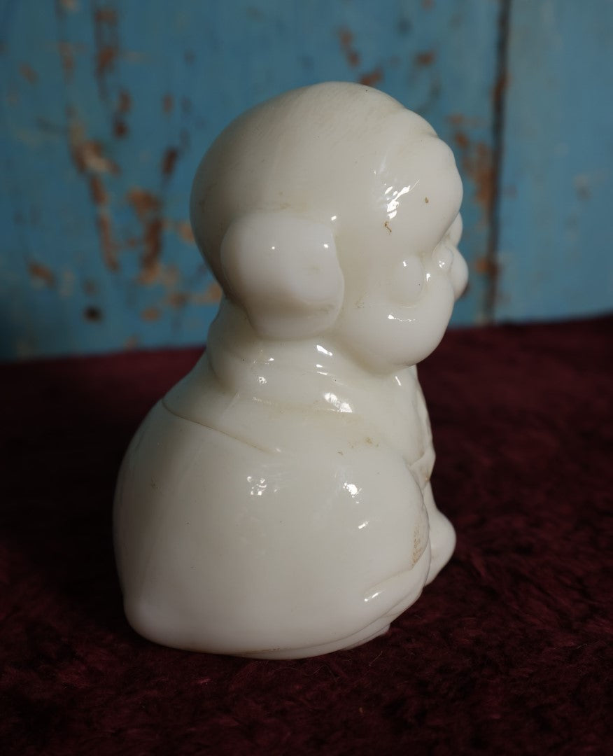 Lot 059 - Antique Genuine Gillinder Glass Pug Dog Opalescent White Milk Glass Figure - Original, Not The Re-Issue