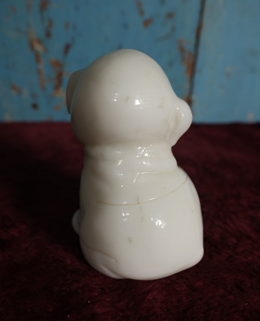 Lot 059 - Antique Genuine Gillinder Glass Pug Dog Opalescent White Milk Glass Figure - Original, Not The Re-Issue