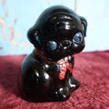 Lot 060 - Antique Genuine Gillinder Glass Pug Dog Translucent Blue Figure, Some Paint Remnants - Original, Not The Re-Issue