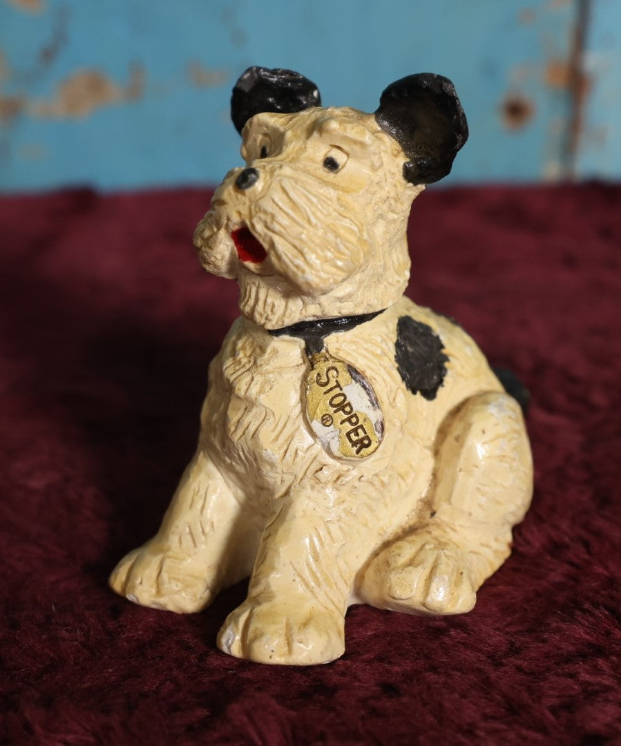 Lot 061 - Vintage "Stopper" Chalkware Dog Automotive Advertising Figure, American Brakeblok By American Brake Shoe Company, Circa 1960, Writing On Bottom