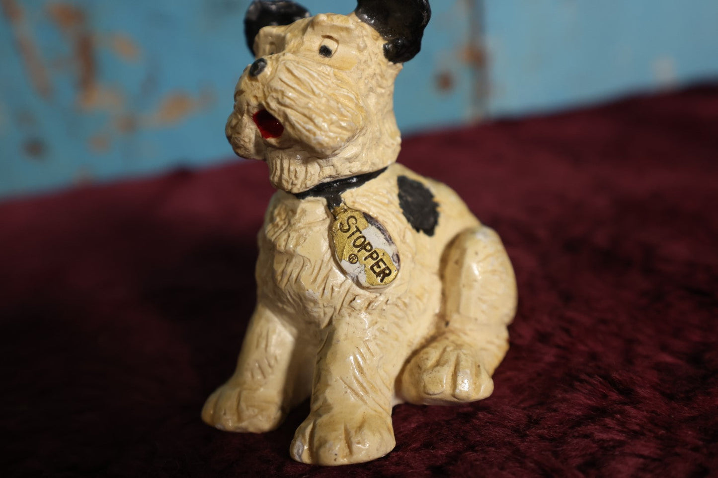 Lot 061 - Vintage "Stopper" Chalkware Dog Automotive Advertising Figure, American Brakeblok By American Brake Shoe Company, Circa 1960, Writing On Bottom