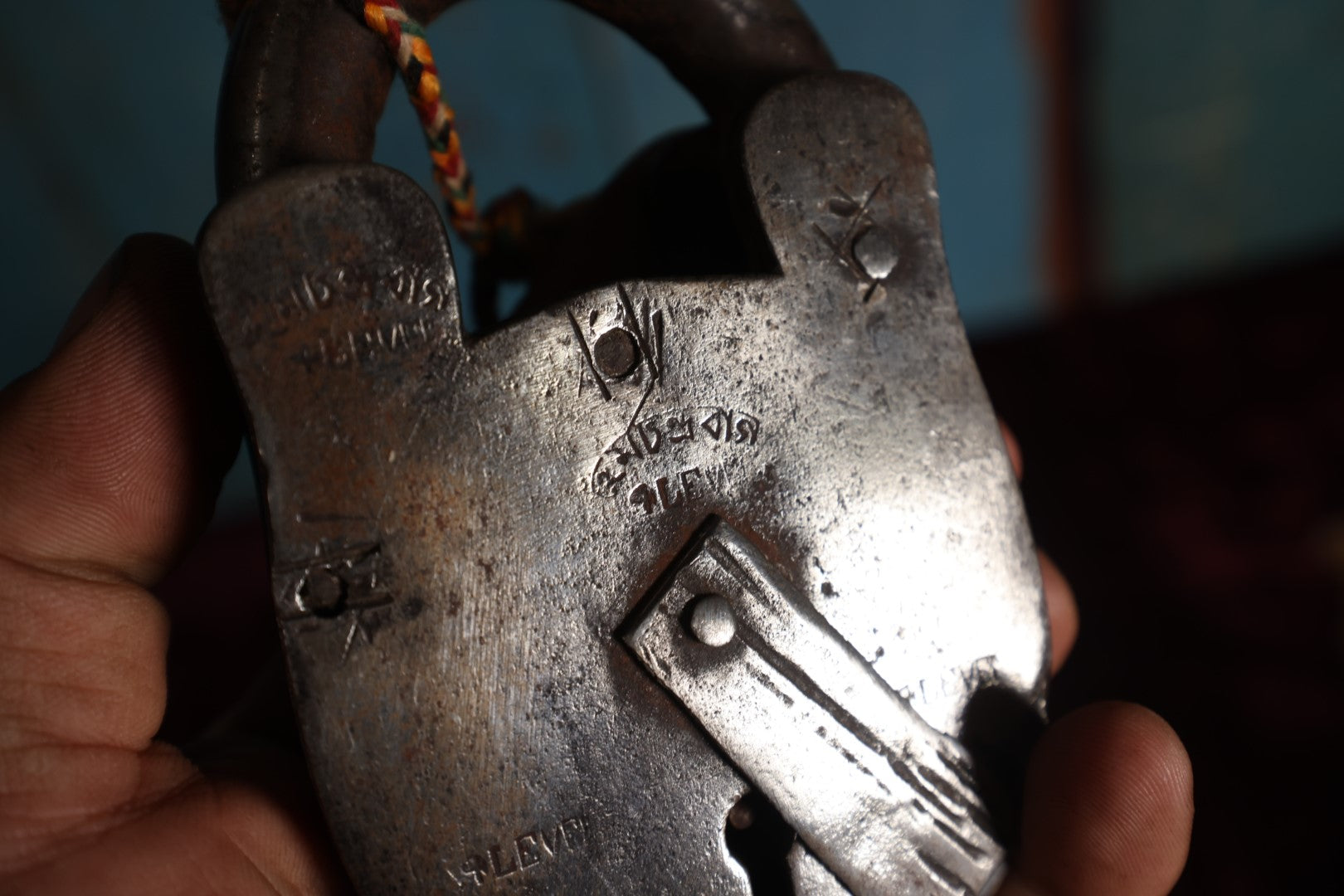 Lot 066 - Vintage Large, Heavy Four Lever Padlock With Key, Working Condition, Maker's Mark