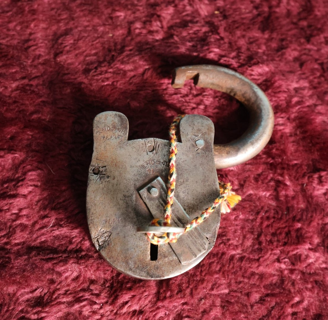 Lot 066 - Vintage Large, Heavy Four Lever Padlock With Key, Working Condition, Maker's Mark