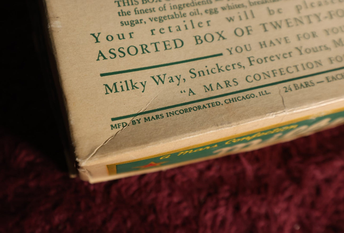 Lot 073 - Vintage Mars Candy Milky Way 24 Bar Store Display Box, Chicago