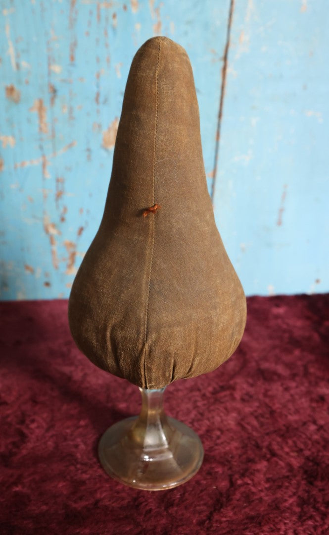 Lot 076 - Vintage Pear Shape Unusual, Large Pin Cushion With Glass Base... Hm