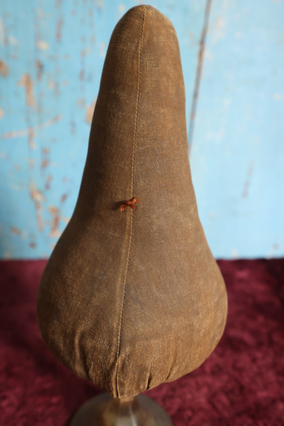 Lot 076 - Vintage Pear Shape Unusual, Large Pin Cushion With Glass Base... Hm