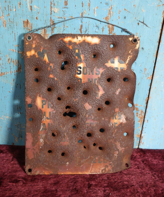 Lot 079 - Vintage Bullet Riddled Target Practice Porcelain Sign