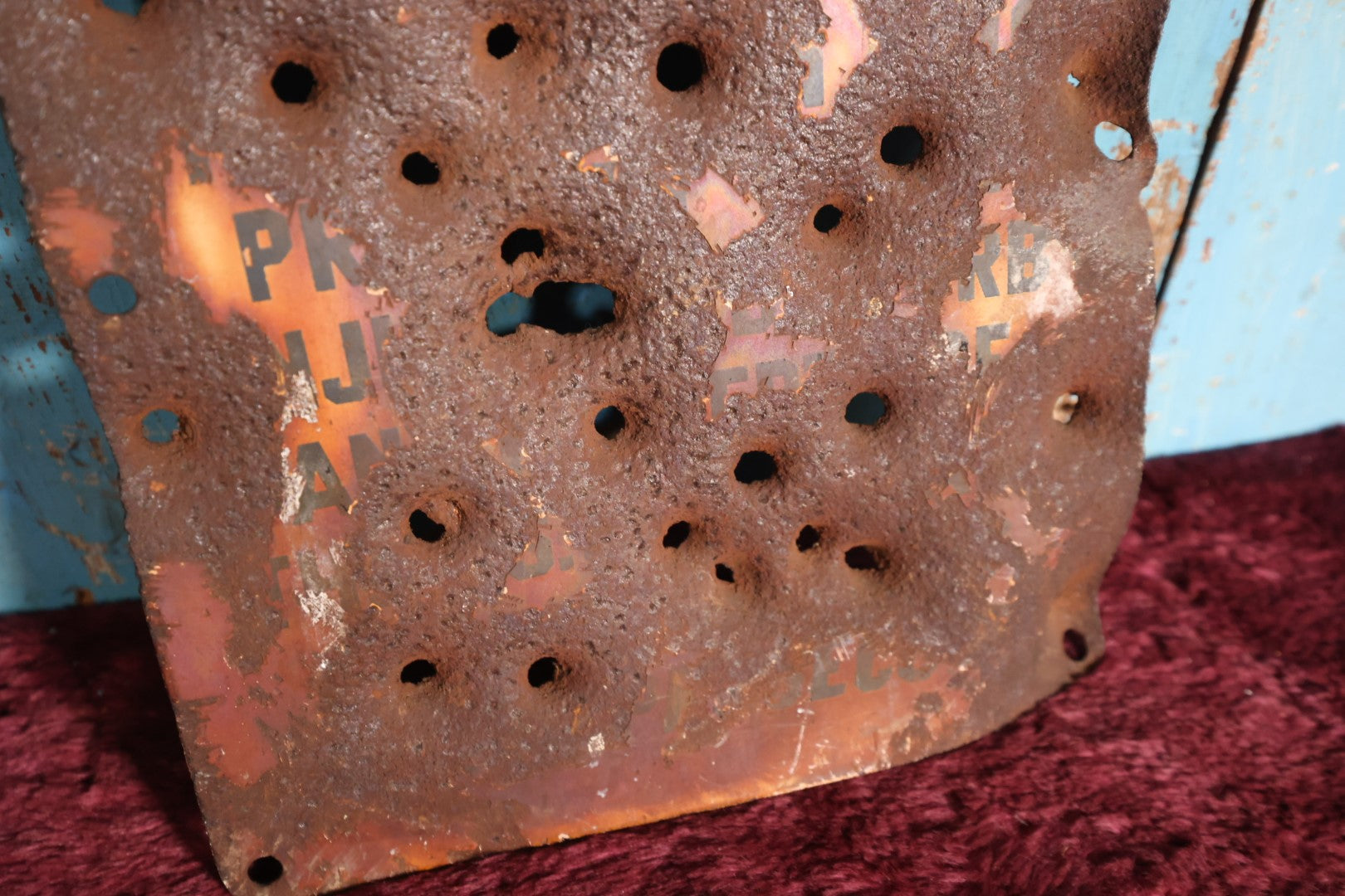 Lot 079 - Vintage Bullet Riddled Target Practice Porcelain Sign ...