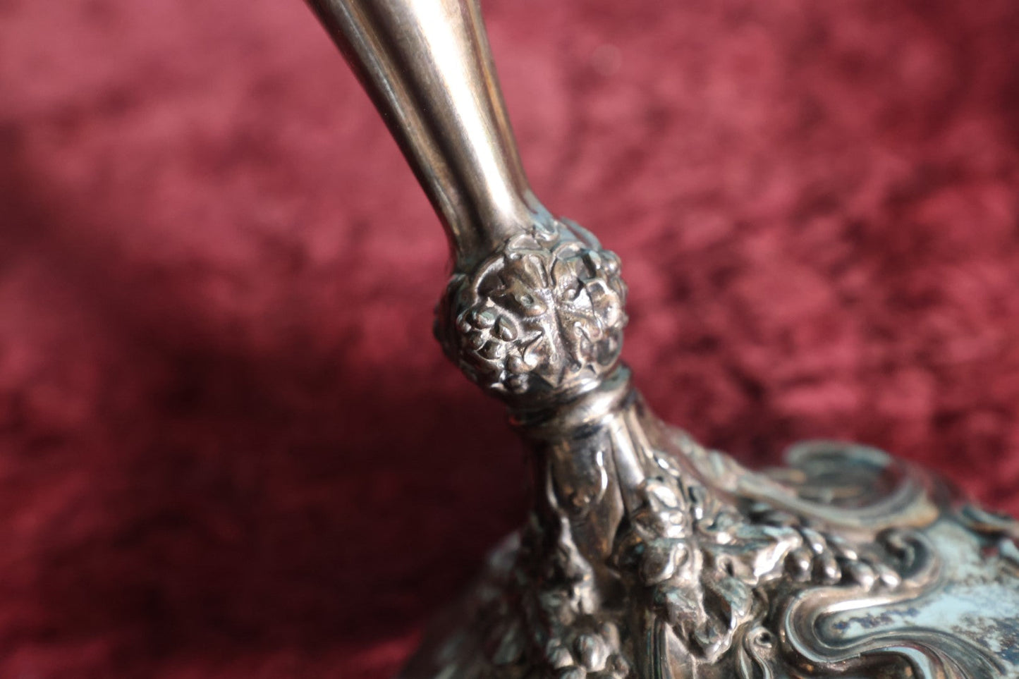 Lot 080 - Vintage Ornate Silverplate Candlestick, Quadruple Plated, Grapes Motif, Superior Silver Co. No. 1207, Single