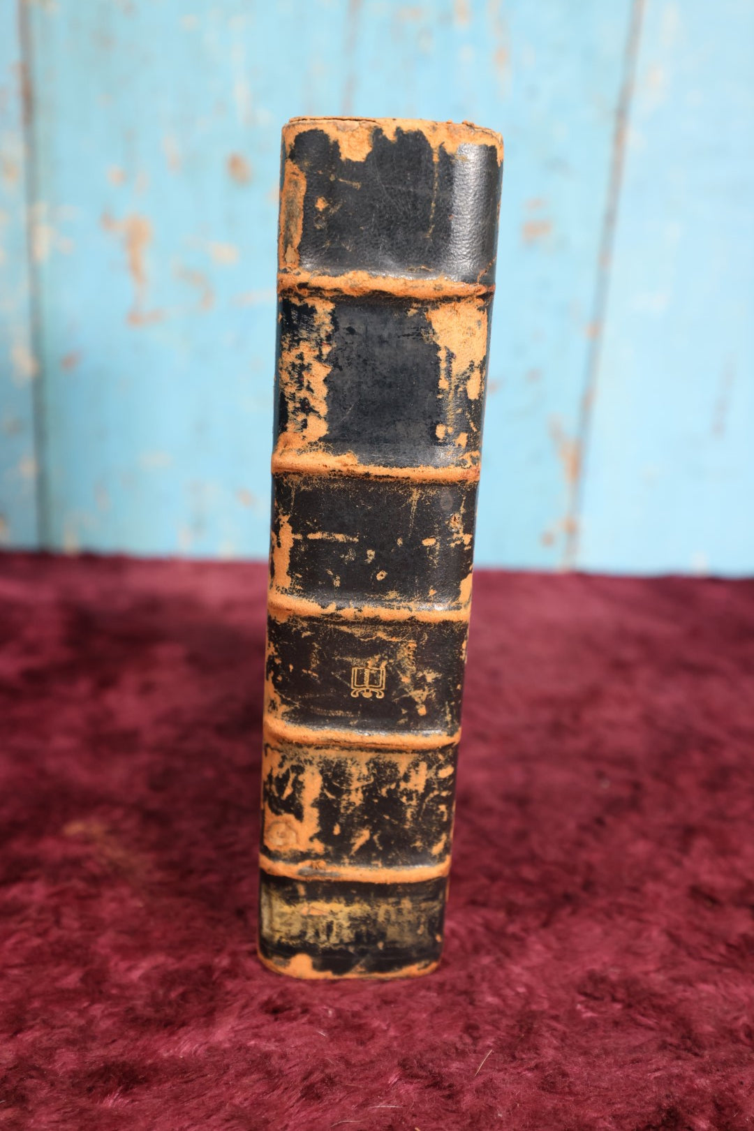 Lot 089 - Antique Faux Book Book-Safe Hide Away Box, Blue, Realistic Spine, No Top