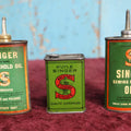 Lot 092 - Three Piece Singer Sewing Tin Lot - Household Oil, French Language Oil Tin, Singer Sewing Machine Oil