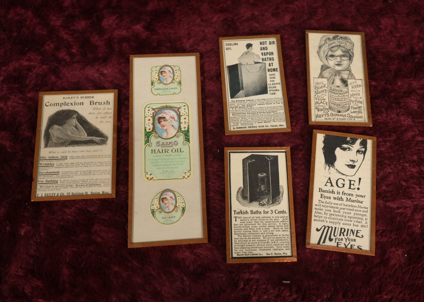 Lot 112 - Grouping of Six Harvey Wallhanger Vintage Preparations of Antique Advertisement Clippings Sold At Craft Stores, Michael's, Circa 1980S