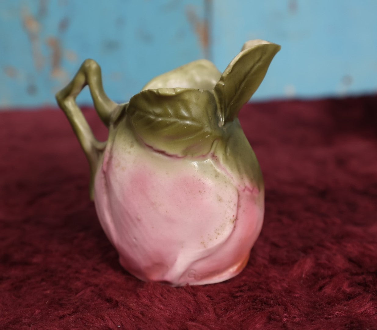 Lot 126 - Antique Bisque Pink Rose Painted Creamer, Marked Germany