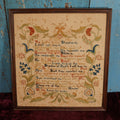 Lot 127 - Vintage Embroidered Sampler, Psalm 23, "The Lord Is My Shephard [...] Yea, Though I Walk Through The Valley Of The Shadow Of Death, I Will Fear No Evil," Signed M.S. 1947, Various Stains