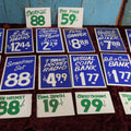 Lot 130 - Ephemera Lot - Grouping of 19 Vintage General Store Pricing Advertisements, Screen Printed - Products Such As Bob Pins Manicure Set, Clock Radio, And More - Green And Blue