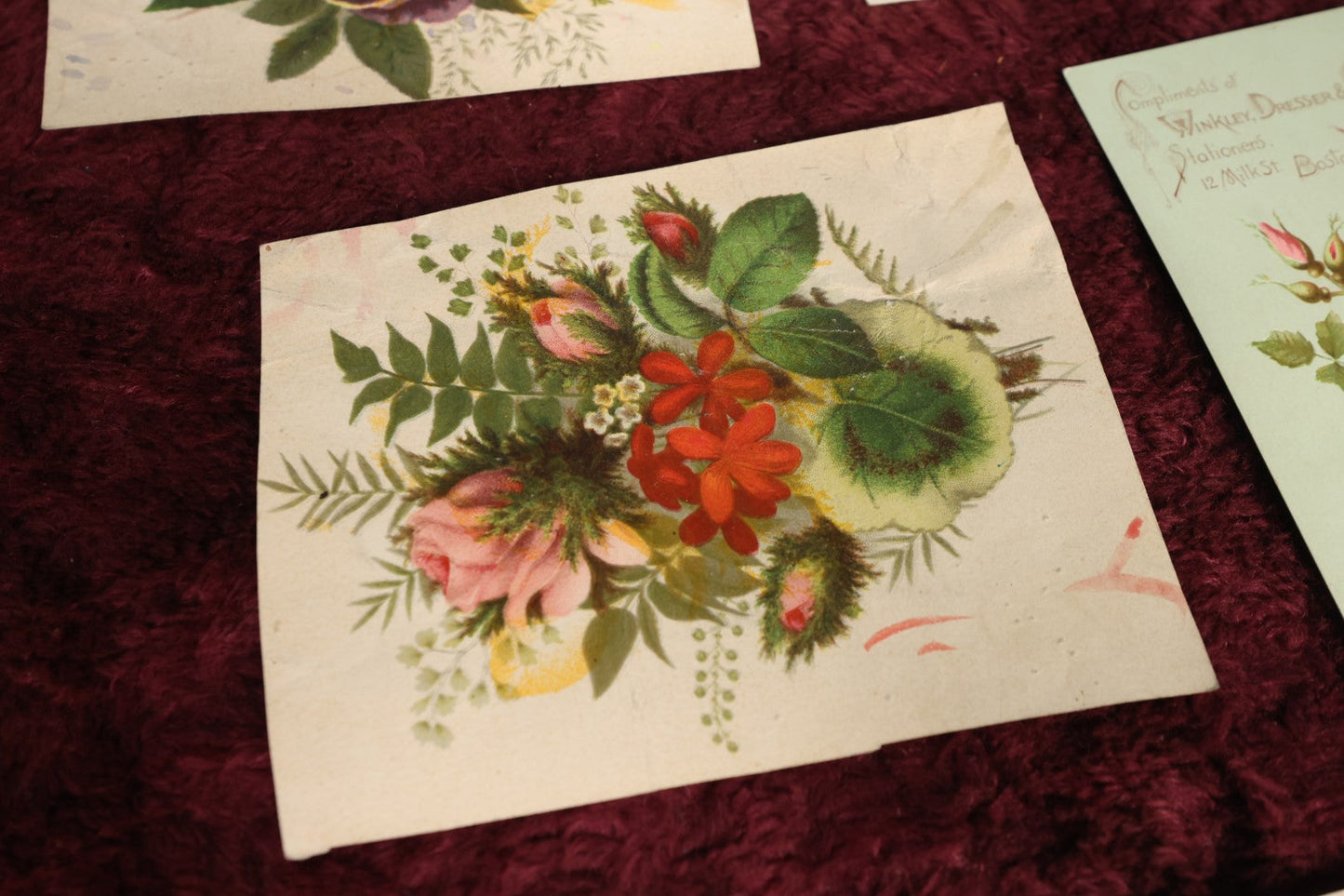 Lot 131 - Ephemera Lot - Seven Piece Antique Floral And Botanical Chromo Litho Grouping Including Book Plates And Fruit of The Loom