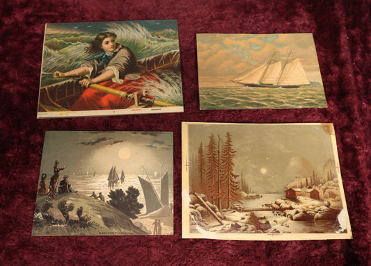 Lot 132 - Ephemera Lot - Four Piece Antique Nautical Chromo Litho Grouping Including Grace Darling (Heroic Lighthouse Keeper) And Nantucket Cliffs