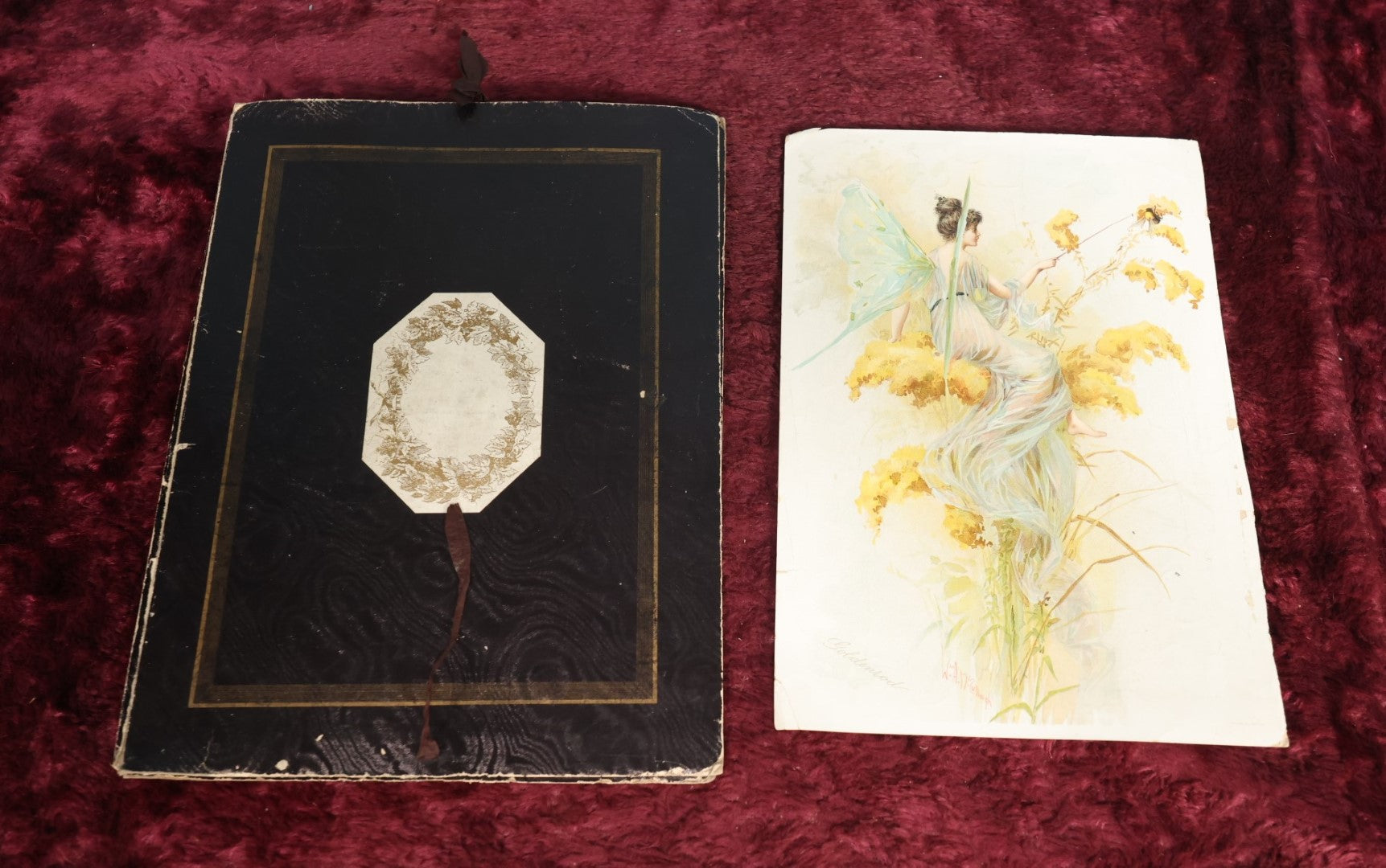 Lot 137 - Ephemera Lot - Chromo Litho of Fairy In Black Folder,  "Goldenrod" By William A. Mc Culloch, G.H. Bueck And Co Lithographer