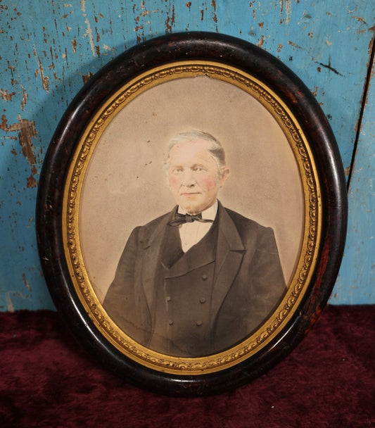 Lot 140 - Antique Oval Hand Colored Framed Photo of Rpbert Randolph Robertson, Identified With Family Member On Back