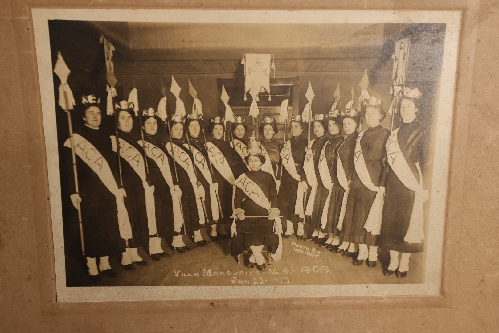 Lot 150 - Photo Lot - Grouping of Three Boarded Photos of The A.C.A. Women's Group, Villa Margurite No. 4 Lodge,1912-1913, G. Wallace Wright Photographer, Laconia, New Hampshire