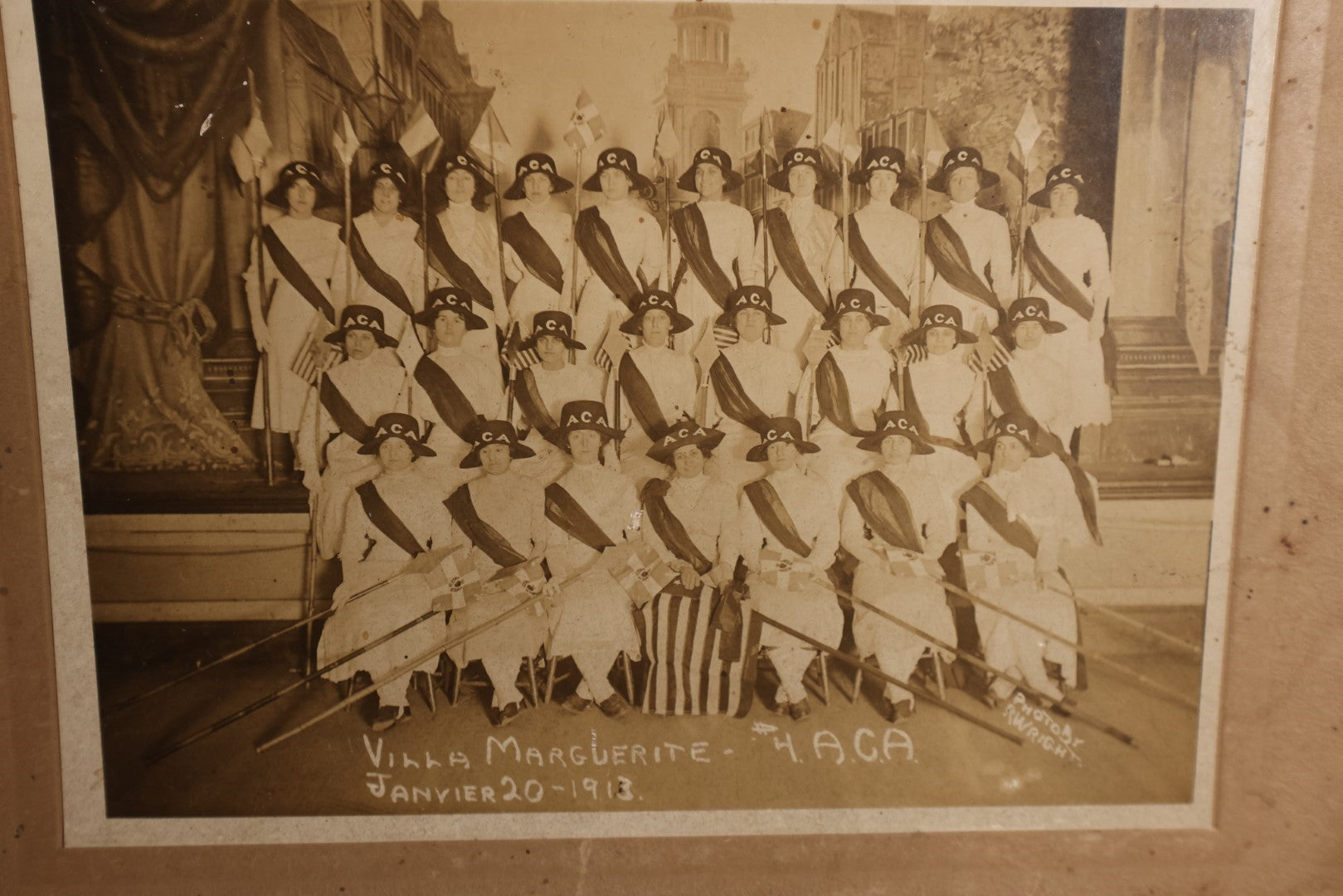 Lot 150 - Photo Lot - Grouping of Three Boarded Photos of The A.C.A. Women's Group, Villa Margurite No. 4 Lodge,1912-1913, G. Wallace Wright Photographer, Laconia, New Hampshire