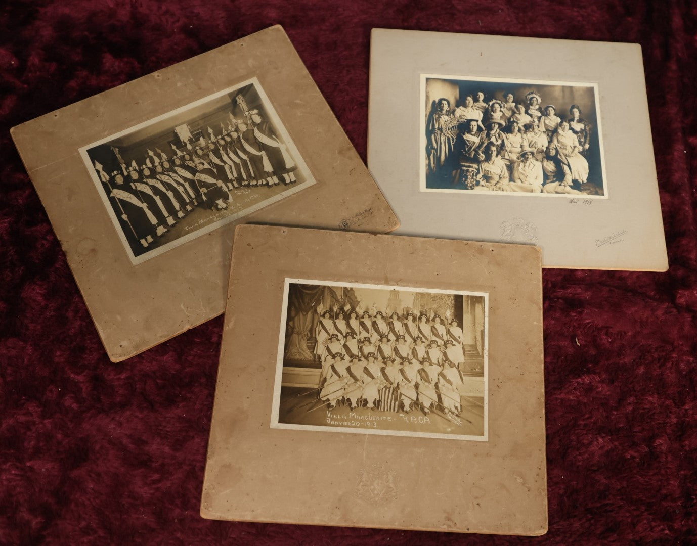 Lot 150 - Photo Lot - Grouping of Three Boarded Photos of The A.C.A. Women's Group, Villa Margurite No. 4 Lodge,1912-1913, G. Wallace Wright Photographer, Laconia, New Hampshire