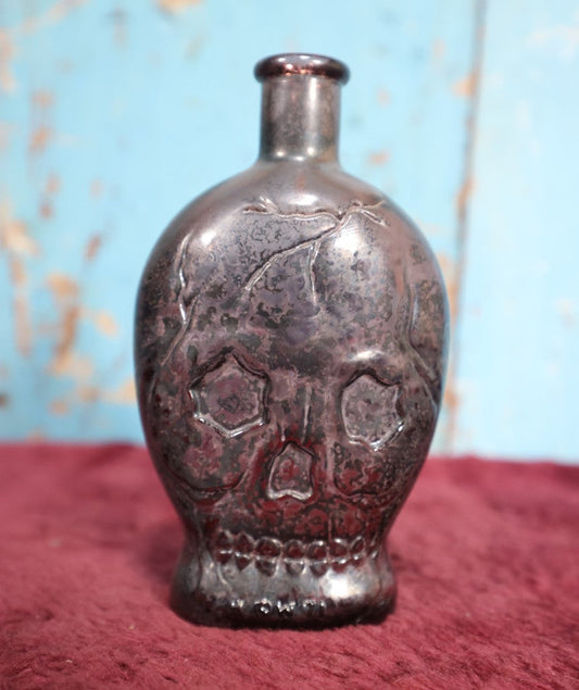 Lot 154 - Vintage Fantasy Faux-Poison Skull Glass Bottle, Purple Color, By Wheaton, New Jersey