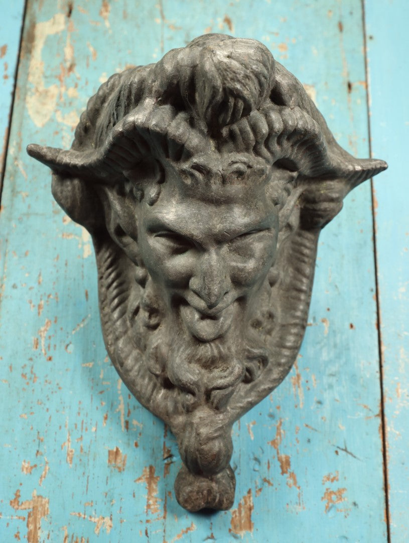 Lot 001 - Antique Cast Metal Satyr Devil Demon Face Architectural Element