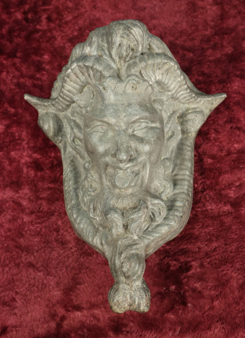 Lot 001 - Antique Cast Metal Satyr Devil Demon Face Architectural Element