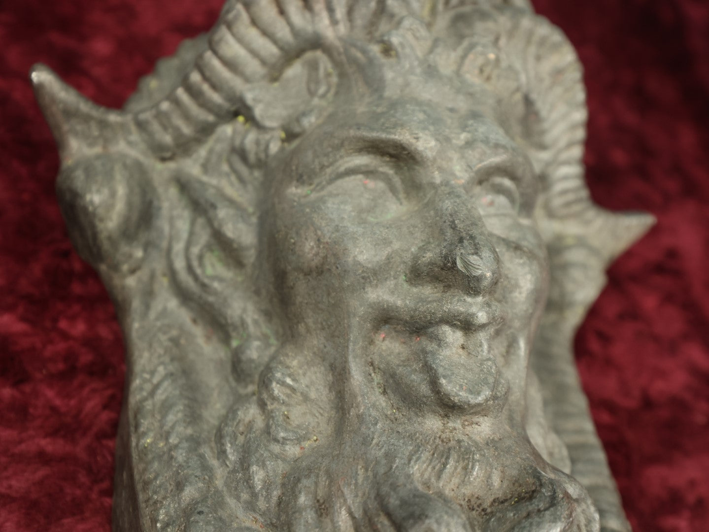 Lot 001 - Antique Cast Metal Satyr Devil Demon Face Architectural Element