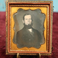 Lot 019 - Antique 1/6th Plate Daguerreotype Of Important Looking Man With Large Beard, In Half Case With Mat
