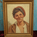 Lot 030 - Vintage Boy Smoking Cigarette Oil On Board Painting, Signed Rossi, Likely Done After Rossi & Italian Contemporaries, Such As Antonio Vallone