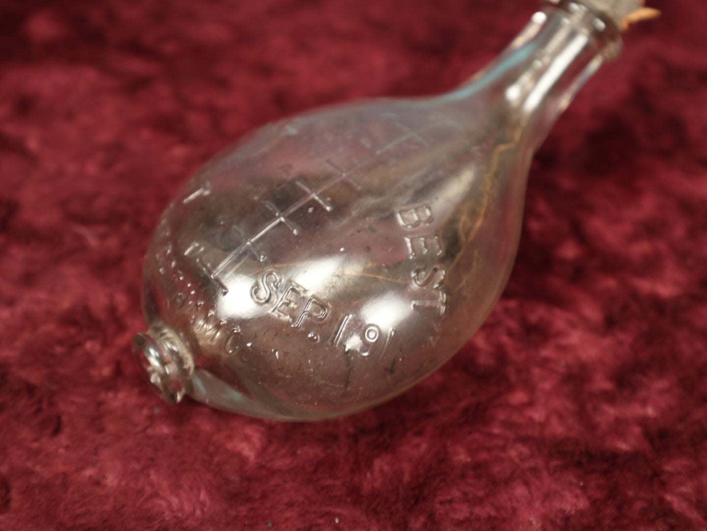 Lot 033 - Antique The Gotham Co. "The Best" Nursing Bottle, "Murder Bottle," With Unique Stick Growing, Curling Around Inside Of It, Folk Art / Found Art, Circa 1890s